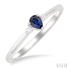 ASHI Pear Shape Gemstone & Petite Diamond Fashion Ring 41799PPTGSPWG-PR