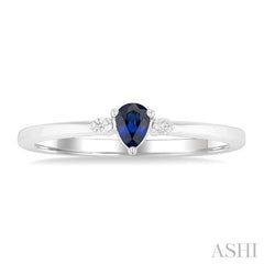 ASHI Pear Shape Gemstone & Petite Diamond Fashion Ring 41799PPTGSPWG-PR