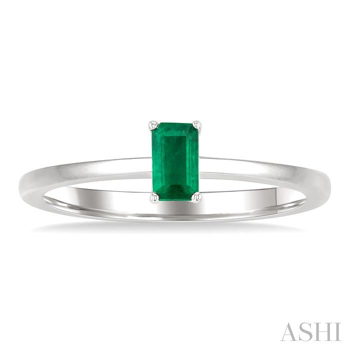 ASHI Emerald Shape Gemstone Solitaire Ring 41809PPF@EMWG-OC