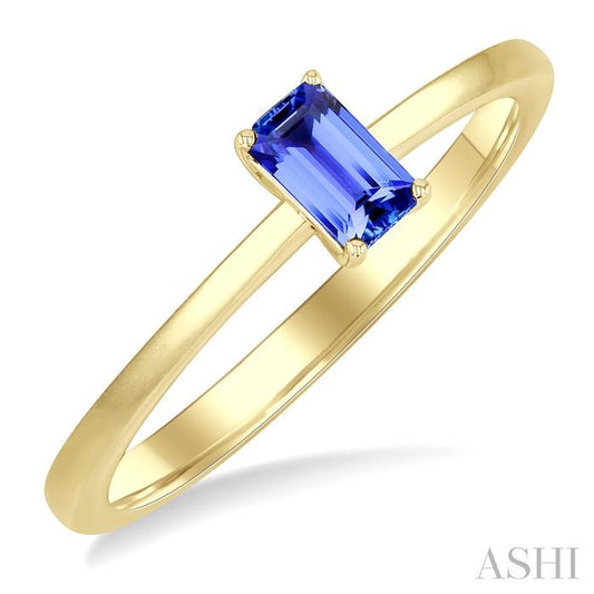 ASHI Emerald Shape Gemstone Solitaire Ring 41809PPF@TZYG-OC