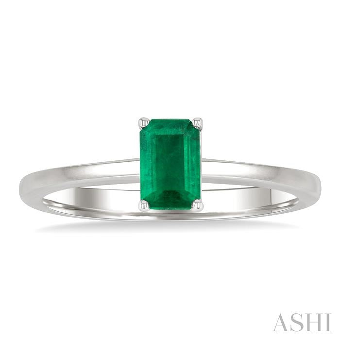 ASHI Emerald Shape Gemstone Solitaire Ring 41819PPF@EMWG-OC