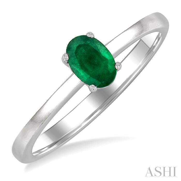 ASHI Oval Shape Gemstone Solitaire Ring 41819PPF@EMWG-OV