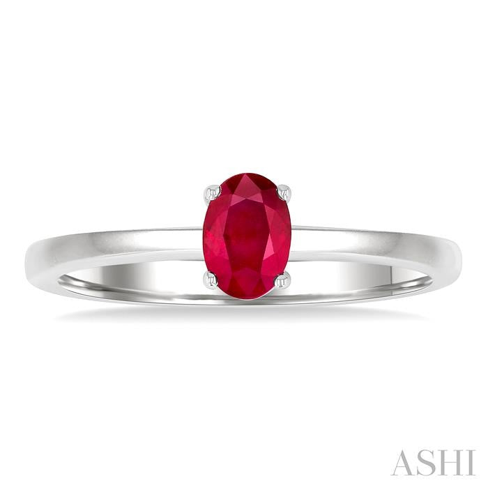 ASHI Oval Shape Gemstone Solitaire Ring 41819PPF@RBWG-OV