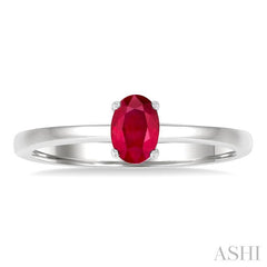 ASHI Oval Shape Gemstone Solitaire Ring 41819PPF@RBWG-OV
