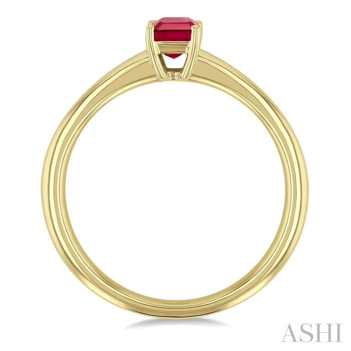 ASHI Emerald Shape Gemstone Solitaire Ring 41819PPF@RBYG-OC