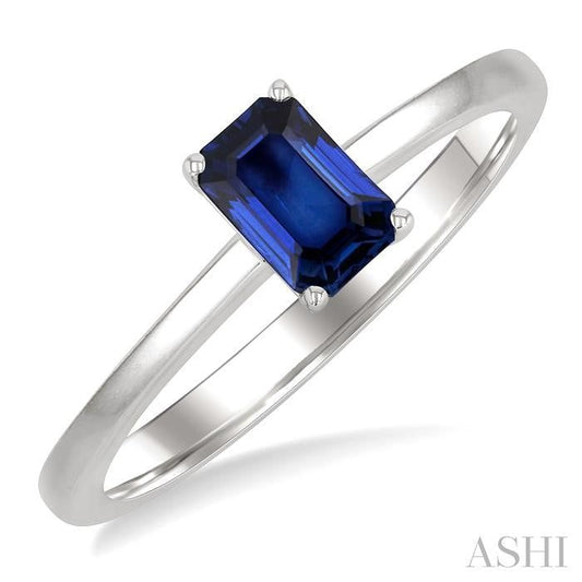 ASHI Emerald Shape Gemstone Solitaire Ring 41819PPF@SPWG-OC