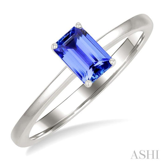 ASHI Emerald Shape Gemstone Solitaire Ring 41819PPF@TZWG-OC