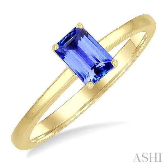 ASHI Emerald Shape Gemstone Solitaire Ring 41819PPF@TZYG-OC