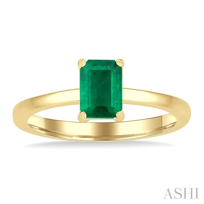 ASHI Emerald Shape Gemstone Solitaire Ring 41829PPF@EMYG-OC