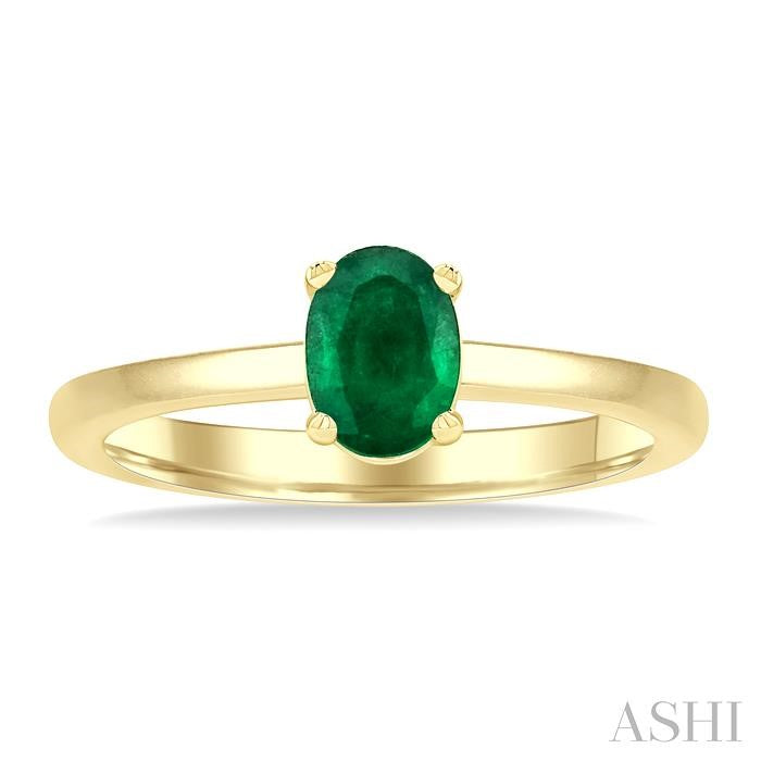 ASHI Oval Shape Gemstone Solitaire Ring 41829PPF@EMYG-OV