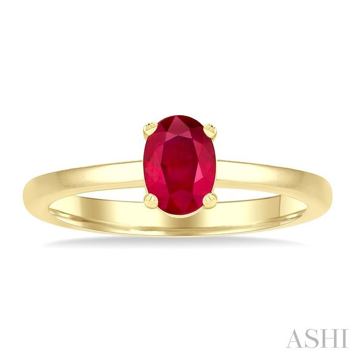 ASHI Oval Shape Gemstone Solitaire Ring 41829PPF@RBYG-OV
