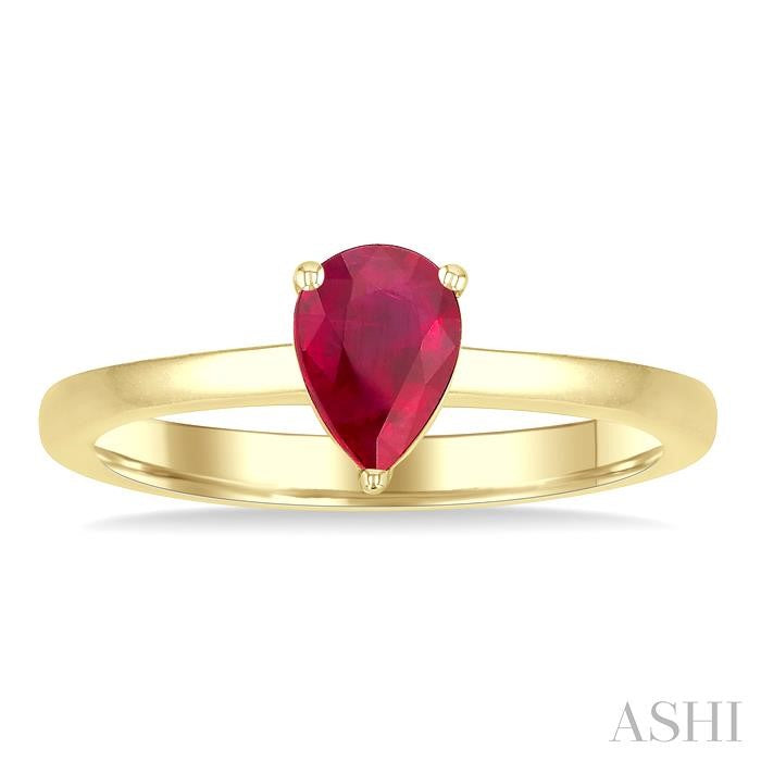 ASHI Pear Shape Gemstone Solitaire Ring 41829PPF@RBYG-PR