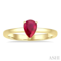 ASHI Pear Shape Gemstone Solitaire Ring 41829PPF@RBYG-PR
