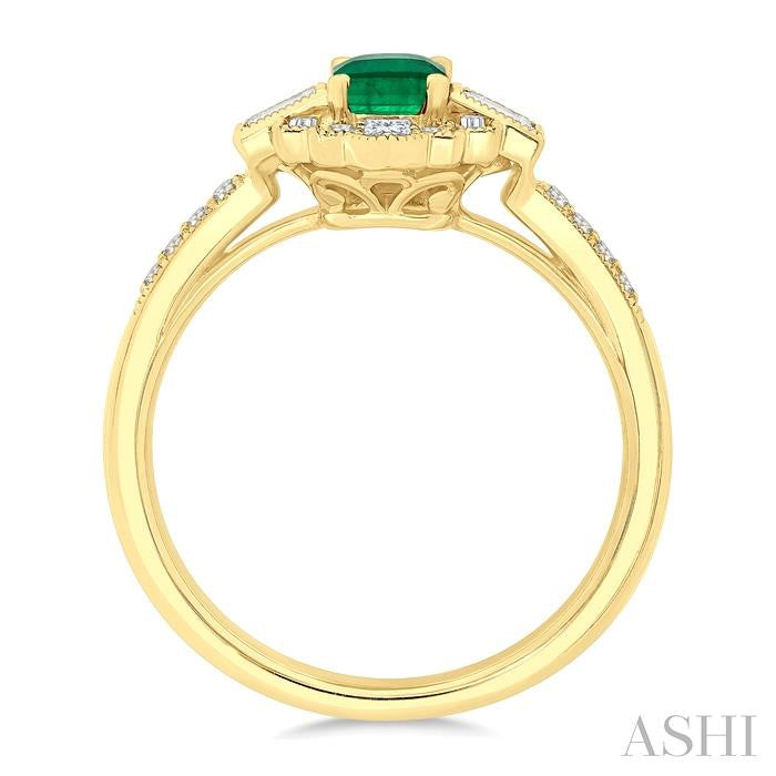 ASHI Emerald Shape Art Deco Gemstone & Diamond Fashion Ring 41835PPFGEMYG