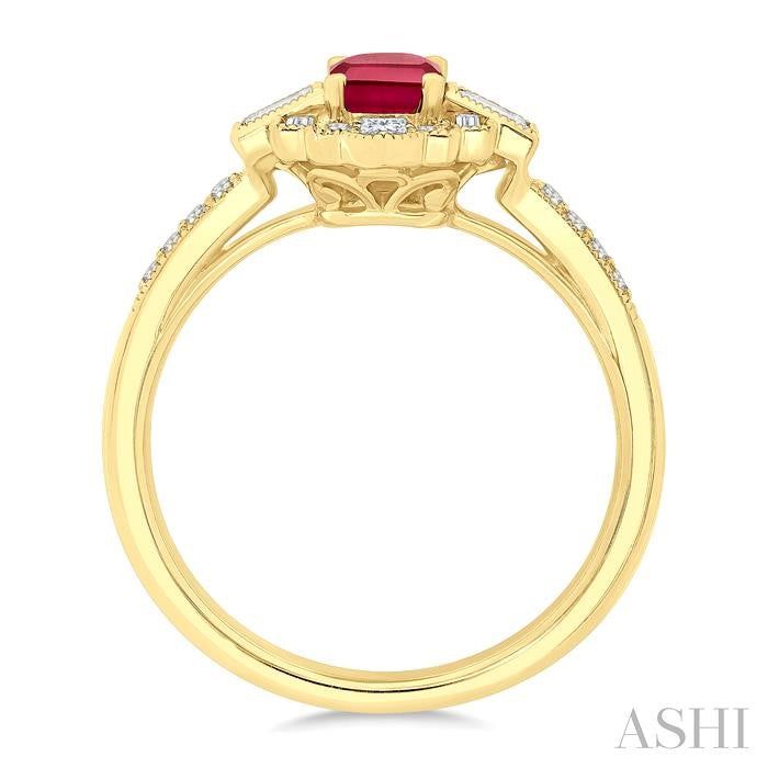 ASHI Emerald Shape Art Deco Gemstone & Diamond Fashion Ring 41835PPFGRBYG
