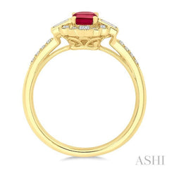 ASHI Emerald Shape Art Deco Gemstone & Diamond Fashion Ring 41835PPFGRBYG