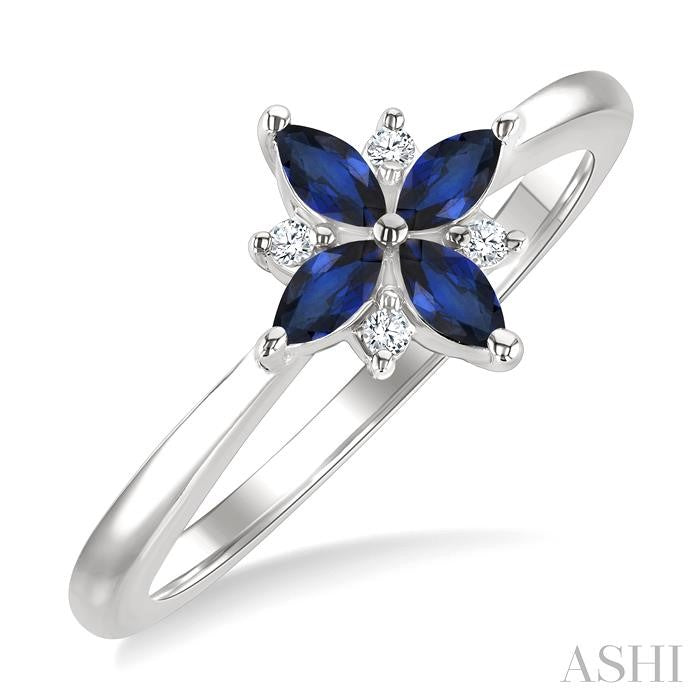 ASHI Blossom Marquise Shape Gemstone & Diamond Ring 41849PPTGSPWG