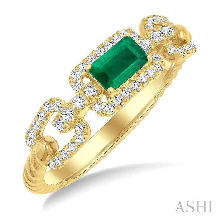 ASHI Emerald Shape Gemstone & Diamond Fashion Ring 41856PPFGEMYG