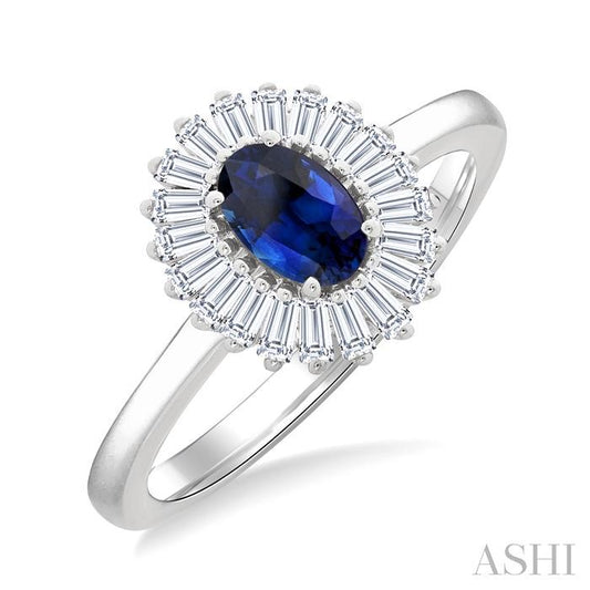 ASHI Gemstone & Halo Diamond Fashion Ring 41865PPFGSPWG