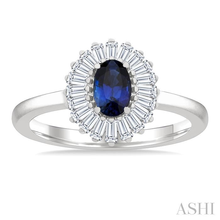 ASHI Gemstone & Halo Diamond Fashion Ring 41865PPFGSPWG