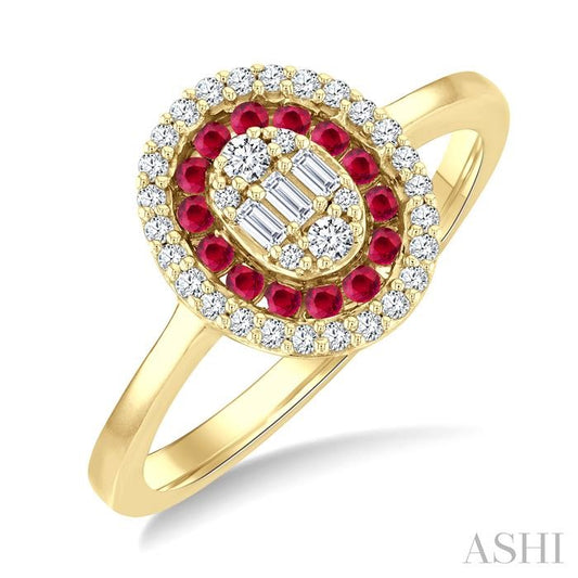 ASHI Oval Shape Gemstone & Diamond Fusion Ring 41876PPFGRBYG-OV