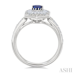 ASHI Emerald Shape Art Deco Gemstone & Diamond Fashion Ring 41881PPFGSPWG