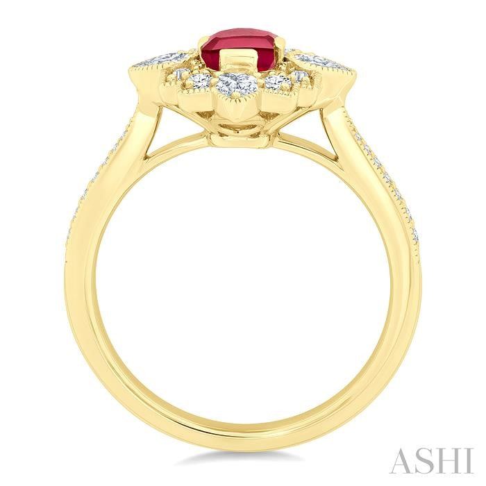 ASHI Emerald Shape Art Deco Gemstone & Diamond Fashion Ring 41893PPFGRBYG