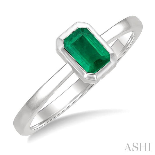 ASHI Emerald Shape Gemstone Solitaire Ring 41909PPF@EMWG-OC