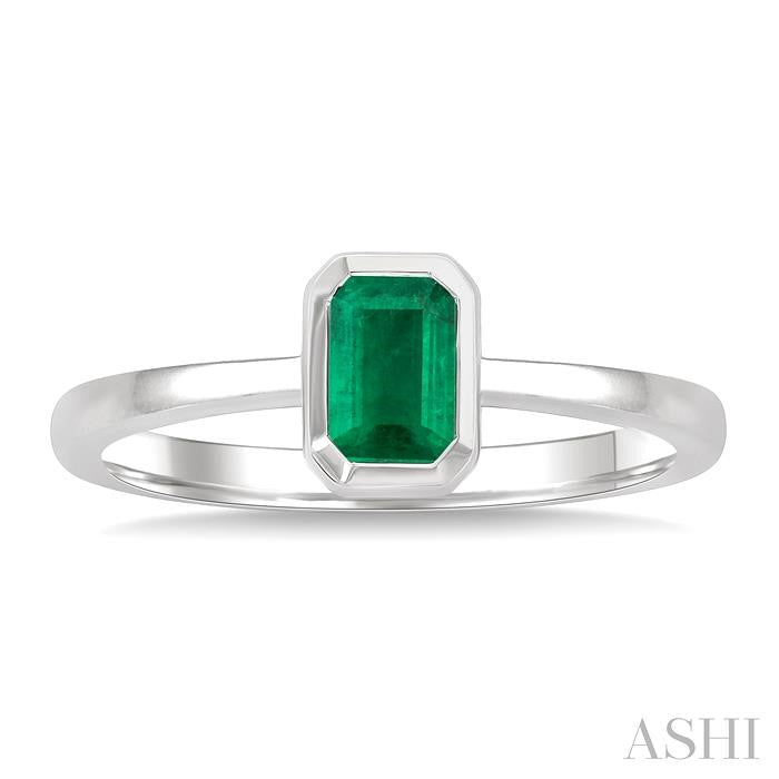 ASHI Emerald Shape Gemstone Solitaire Ring 41909PPF@EMWG-OC