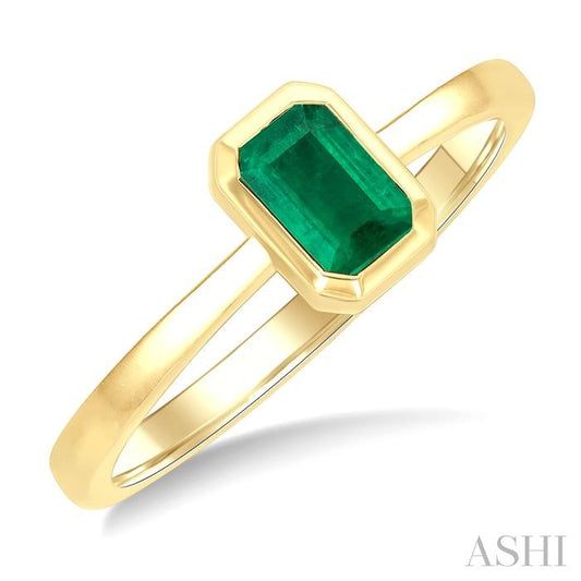ASHI Emerald Shape Gemstone Solitaire Ring 41909PPF@EMYG-OC