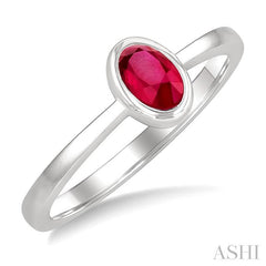 ASHI Oval Shape Gemstone Solitaire Ring 41909PPF@RBWG-OV