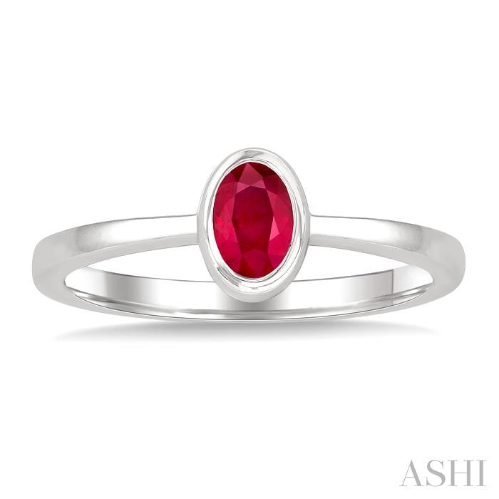 ASHI Oval Shape Gemstone Solitaire Ring 41909PPF@RBWG-OV