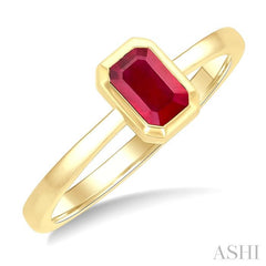 ASHI Emerald Shape Gemstone Solitaire Ring 41909PPF@RBYG-OC