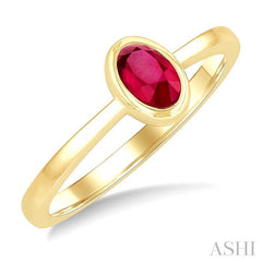 ASHI Oval Shape Gemstone Solitaire Ring 41909PPF@RBYG-OV