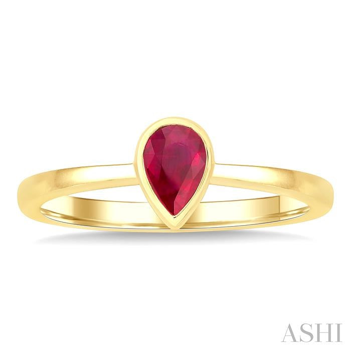 ASHI Pear Shape Gemstone Solitaire Ring 41909PPF@RBYG-PR