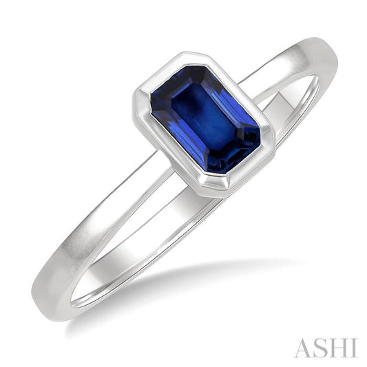 ASHI Emerald Shape Gemstone Solitaire Ring 41909PPF@SPWG-OC