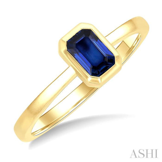 ASHI Emerald Shape Gemstone Solitaire Ring 41909PPF@SPYG-OC