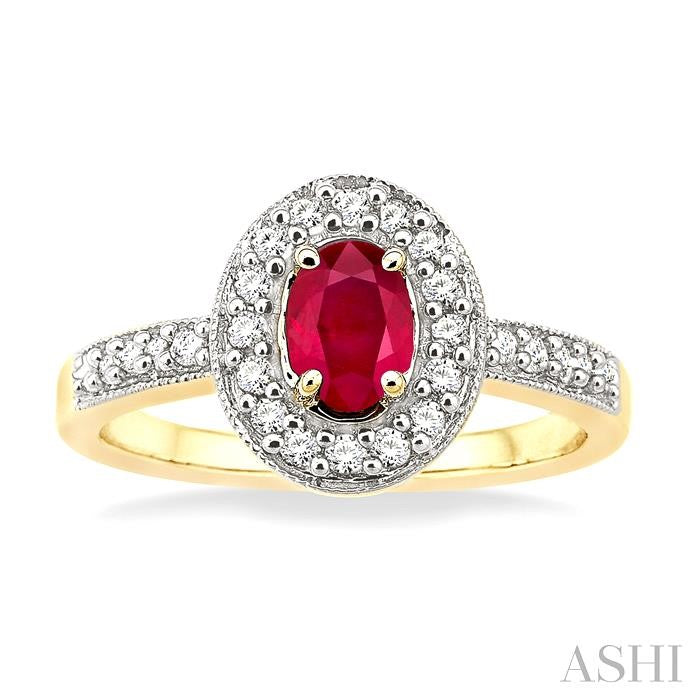 ASHI Oval Shape Gemstone & Diamond Ring 42496PPFNRB