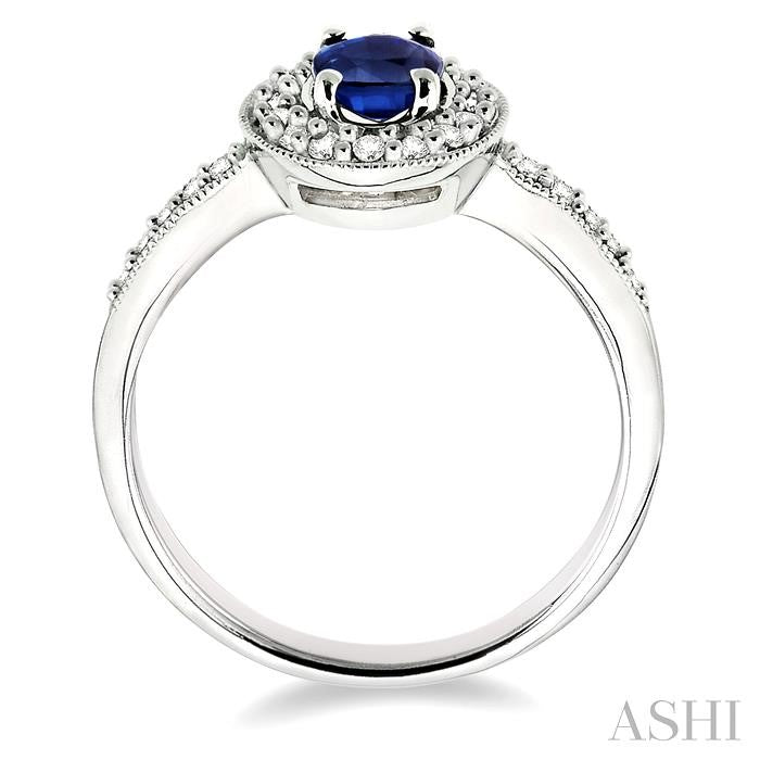 ASHI Oval Shape Gemstone & Halo Diamond Ring 42496PPFNSPW