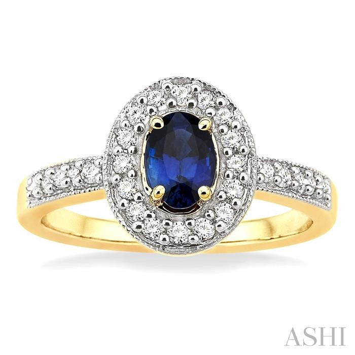 ASHI Oval Shape Gemstone & Halo Diamond Ring 42496PPFNSP