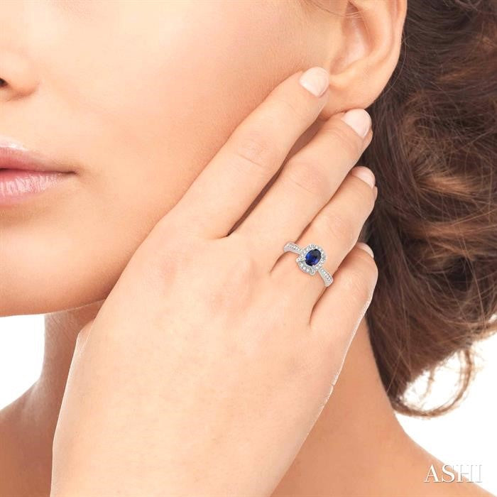 ASHI Oval Shape Gemstone & Diamond Ring 42568PPTSSPWG
