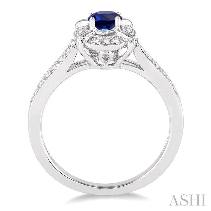 ASHI Oval Shape Gemstone & Diamond Ring 42568PPTSSPWG
