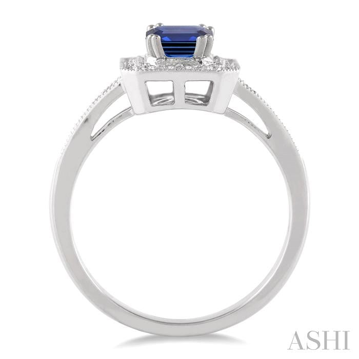ASHI Emerald Shape Gemstone & Halo Diamond Ring 42576PPFNSPWG