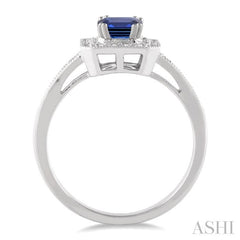 ASHI Emerald Shape Gemstone & Halo Diamond Ring 42576PPFNSPWG