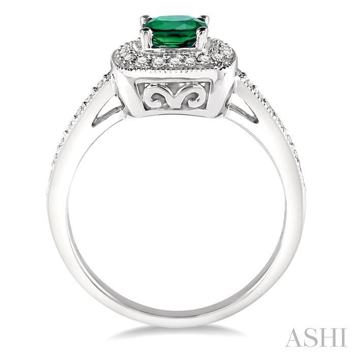 ASHI Cushion Shape Gemstone & Halo Diamond Ring 42586PPFNEMWG