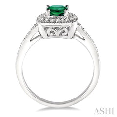 ASHI Cushion Shape Gemstone & Halo Diamond Ring 42586PPFNEMWG