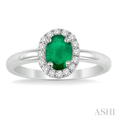 ASHI Oval Shape Gemstone & Halo Diamond Ring 42598PPFHEMWG
