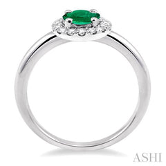 ASHI Oval Shape Gemstone & Halo Diamond Ring 42598PPFHEMWG