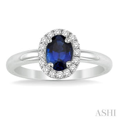 ASHI Oval Shape Gemstone & Halo Diamond Ring 42598PPFHSPWG