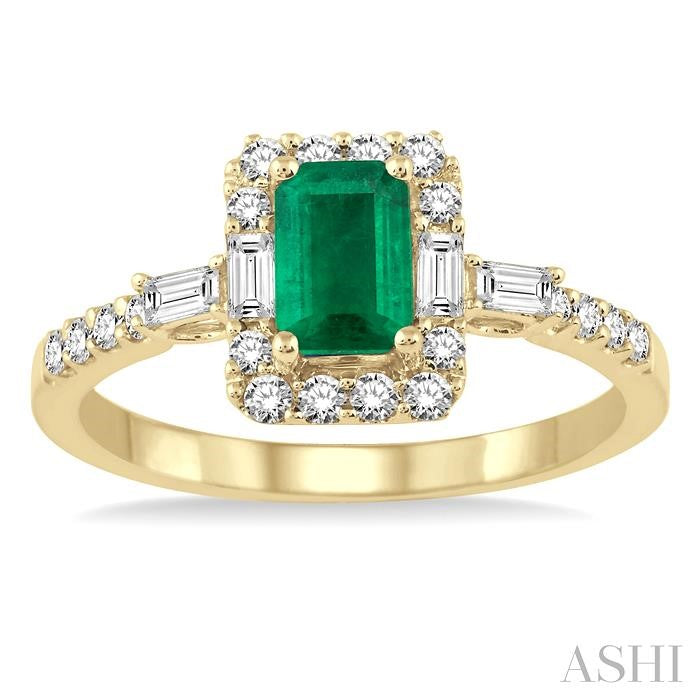 ASHI Emerald Shape Gemstone & Halo Diamond Ring 42613PPFGEMYG